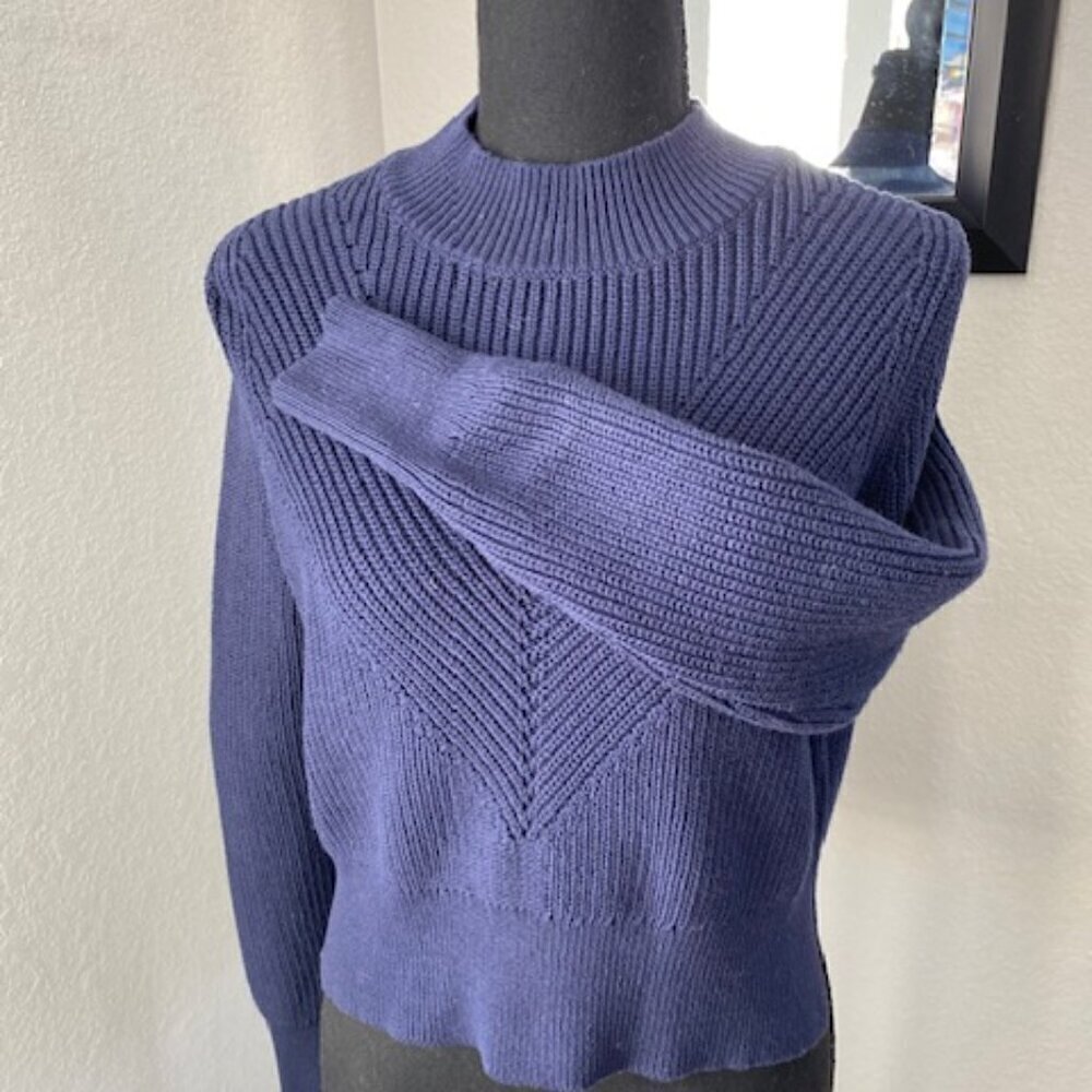 NWT Kendall and Kylie Navy Blue Cropped Knit Sweater Small - Picture 10 of 13